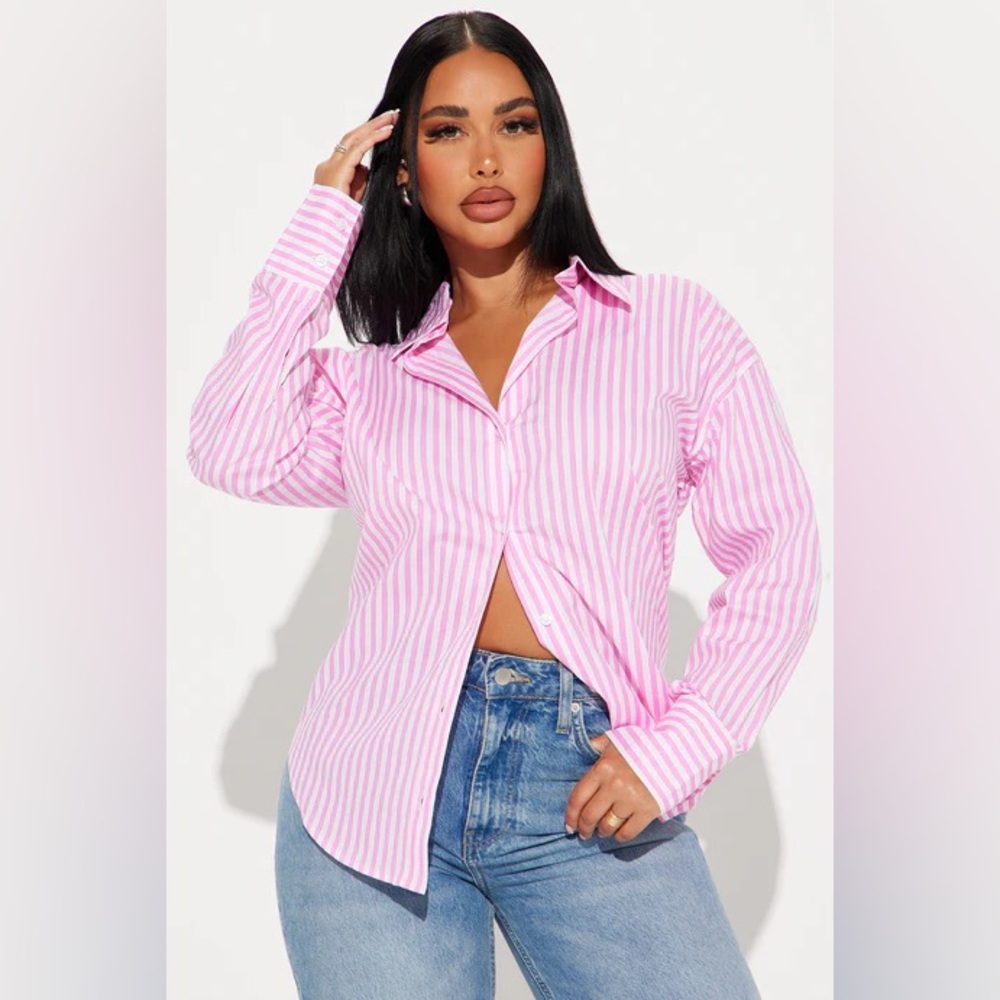 Pink Striped Women's Top